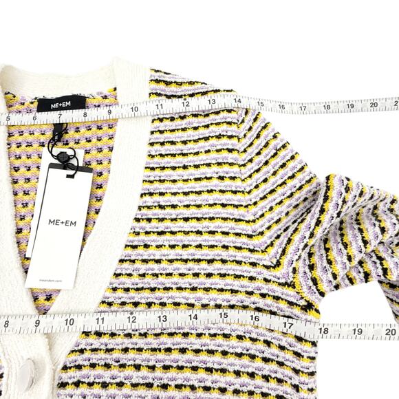 ME+EM Summer Jacquard 3/4 Sleeve Jacket in Cream Multi S - Picture 8 of 10